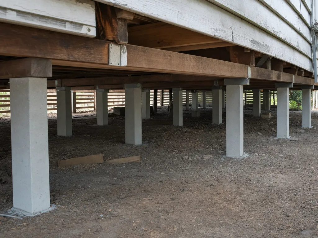 New concrete stumps installed under a Melbourne weatherboard home during restumping